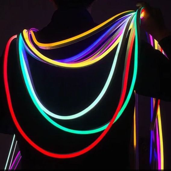 صورتی آبی آبی LED نوار نئون نور 12 ولت 24C RGB نرم سیلیکون 16x16 میلی متر تغییر رنگ