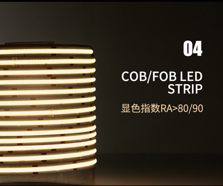 480led/M نوار LED COB 12V با چگالی بالا 4000K 10W دکوراسیون منزل