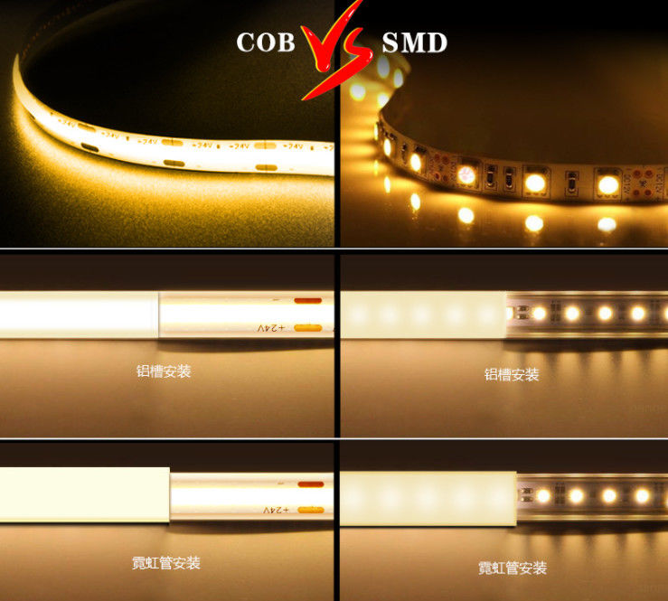 تغییر رنگ هوشمند 24 ولت COB RGBW نوار LED 10 میلی متر ضد آب 2700K-6500K