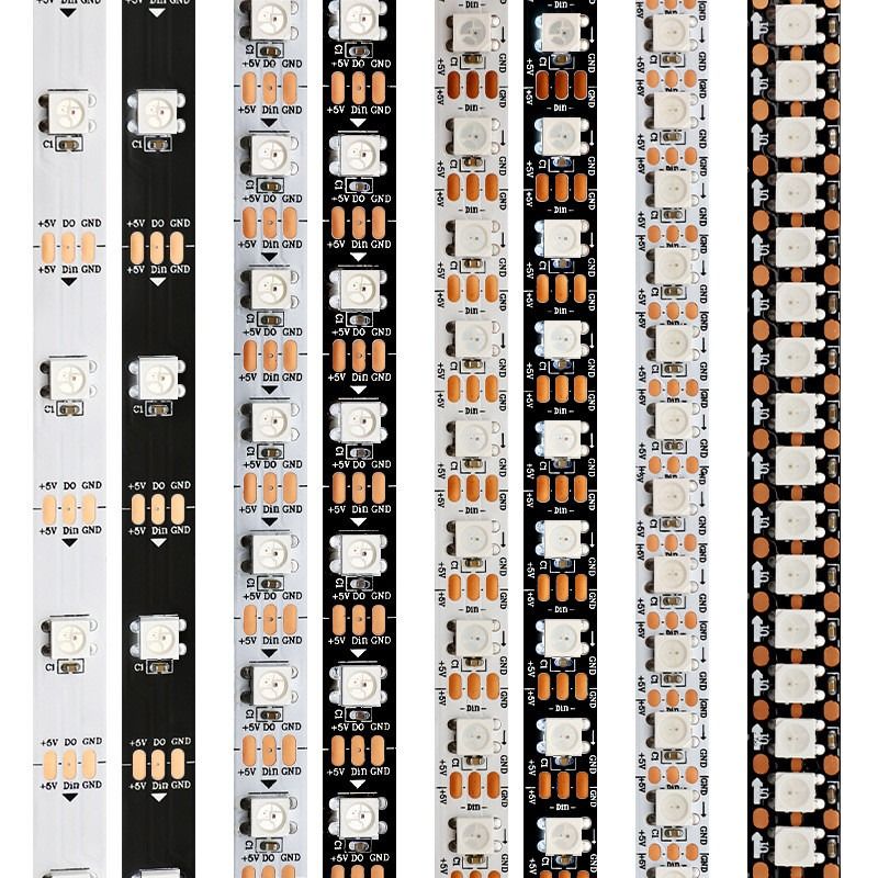 نوار LED منعطف RGB WS2812B 5050SMD Addressable 16.4FT 60Pixels/M 300Pixels LED Pixel strip